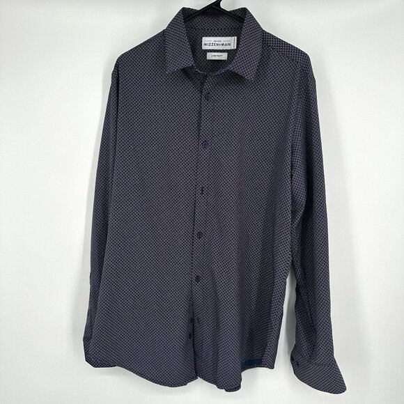 Mizzen + Main Men's Button Down Shirt Trim Fit Blue/Red print Size‎ Large - Picture 1 of 8